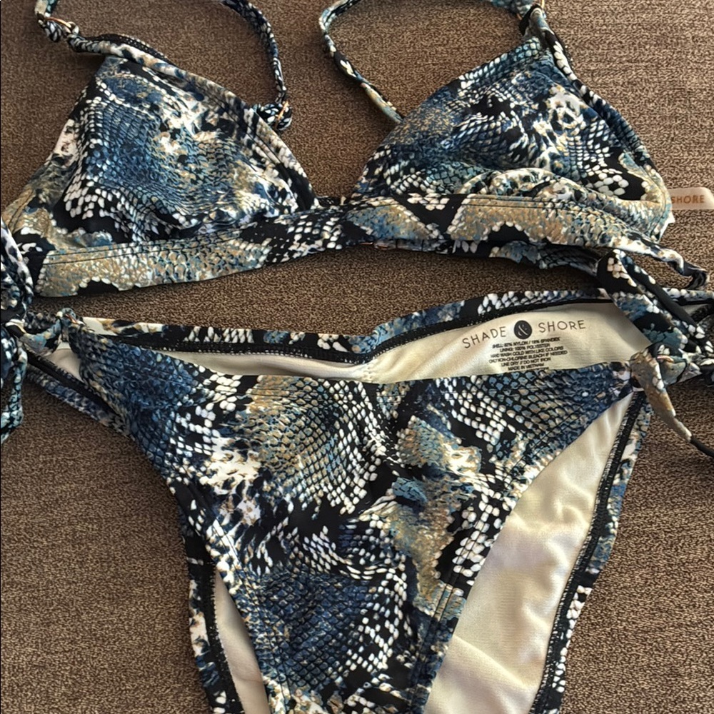 Shade & Shore Blue Snakeskin Bikini